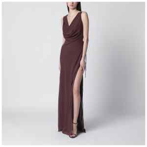 The Andamane Aubergine silk-blend long dress