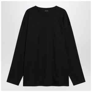 LEMAIRE Black cotton and silk interlock T-shirt