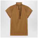 LEMAIRE Cinnamon-brown T-shirt with scarf detail