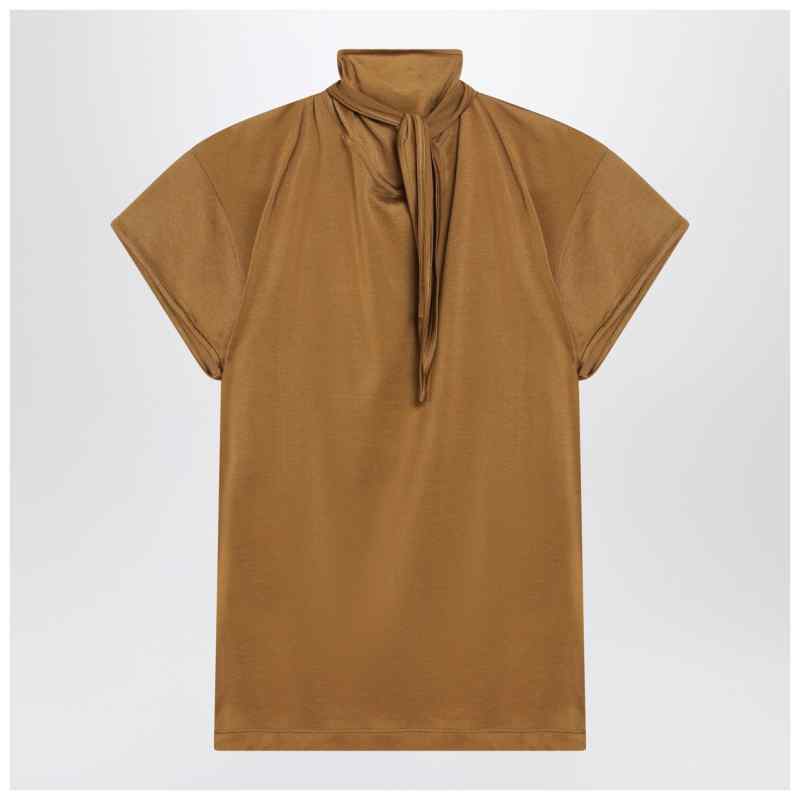 LEMAIRE Cinnamon-brown T-shirt with scarf detail, theFeinheit