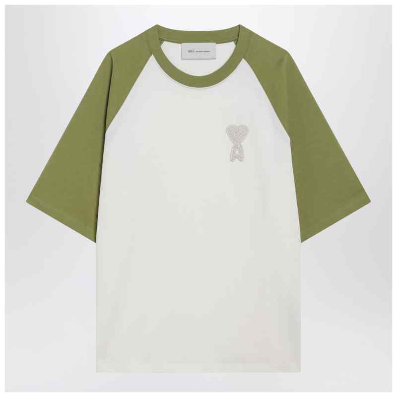 Ami Paris White/matcha Ami De Coeur T-shirt, theFeinheit