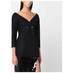 Alberta Ferretti Black wool V-neck jacket
