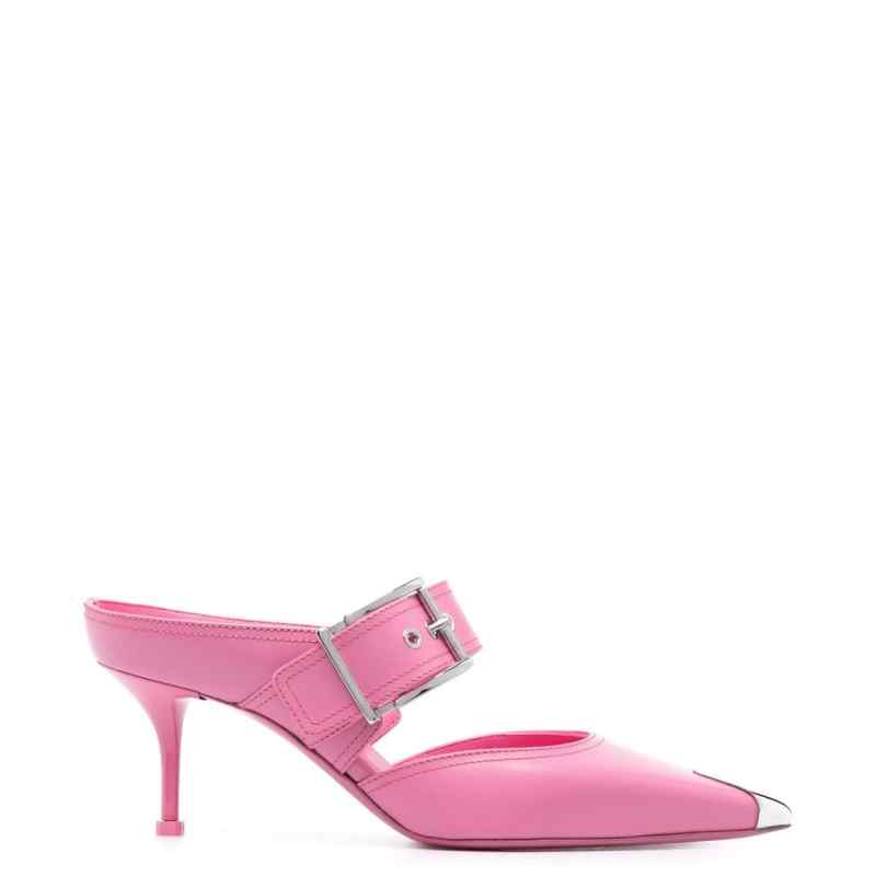 Alexander McQueen 75mm Metallic toe-cap Detail Mules, theFeinheit