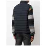 sleeveless quilted nylon down jacket with eagle logo patch