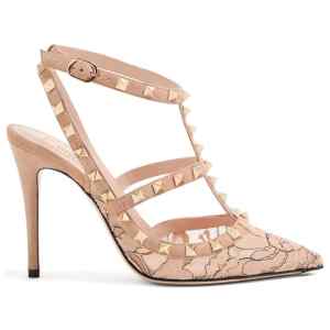 Valentino Garavani Rockstud Lace Pump With Straps 100Mm