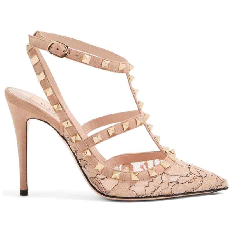 190163430-ss26-valentinogaravanipre-ws0393ujzc3y Valentino Garavani Rockstud Lace Pump With Straps 100Mm