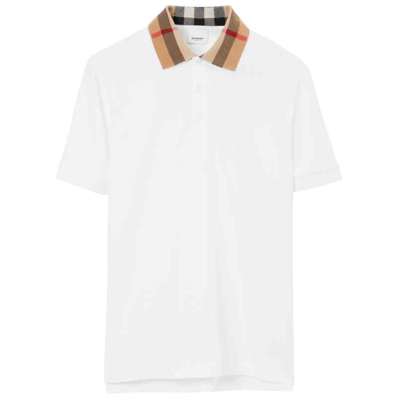 Burberry Check collar cotton polo shirt
