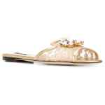 Dolce & Gabbana Rainbow slide in lurex lace with brooch