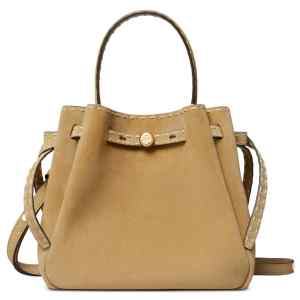 Tory Burch Romy Suede Pick Stitch Bucket Bag