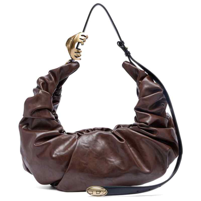 Diesel Grab-D L-Large Scrunched Shiny Pu Hobo Bag
