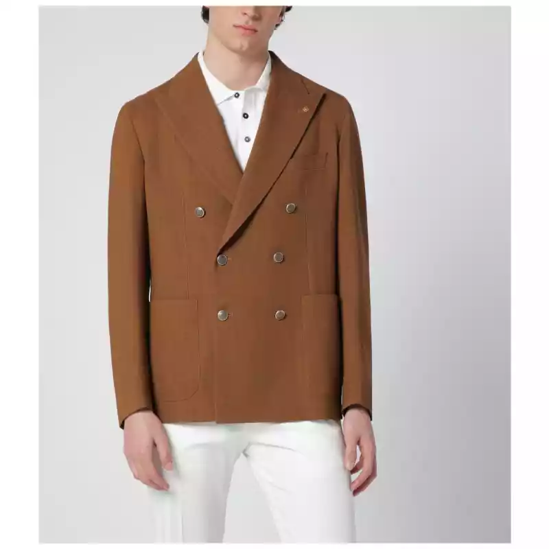Tagliatore Caramel double-breasted wool jacket