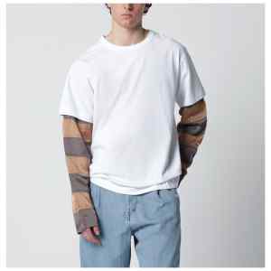 Dries Van Noten White T-shirt with striped sleeves