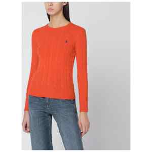 Polo Ralph Lauren Orange cable-knit sweater in wool and cashmere