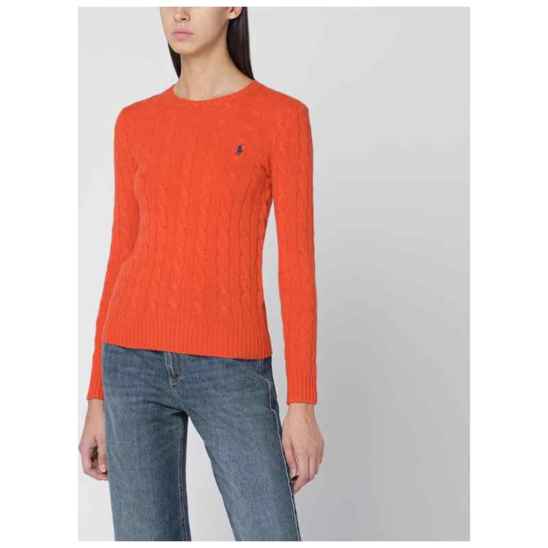 Polo Ralph Lauren Orange cable-knit sweater in wool and cashmere, theFeinheit