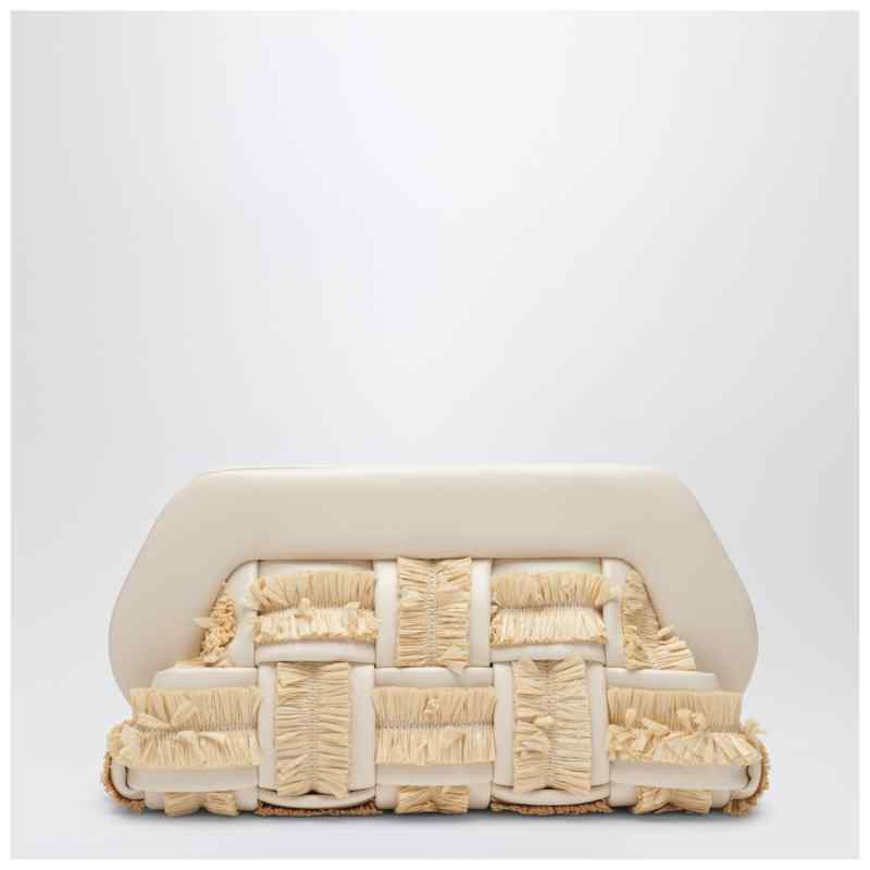 THEMOIR&egrave; Tia clutch in butter color with raffia inserts, theFeinheit