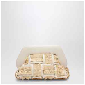 THEMOIRè Small Tia clutch in butter color with raffia inserts