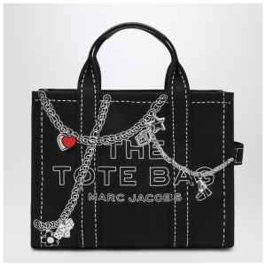 Marc Jacobs The Small Tote Bag nera in canvas with designs