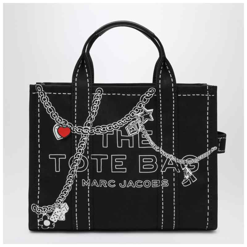 Marc Jacobs The Small Tote Bag nera in canvas with designs, theFeinheit