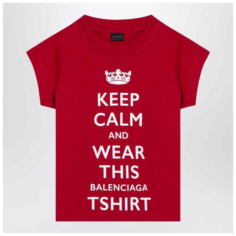 Balenciaga Red cropped t-shirt Keep Calm Balenciaga Red cropped t-shirt Keep Calm, theFeinheit
