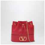 Valentino Garavani Vlogo red leather bucket bag