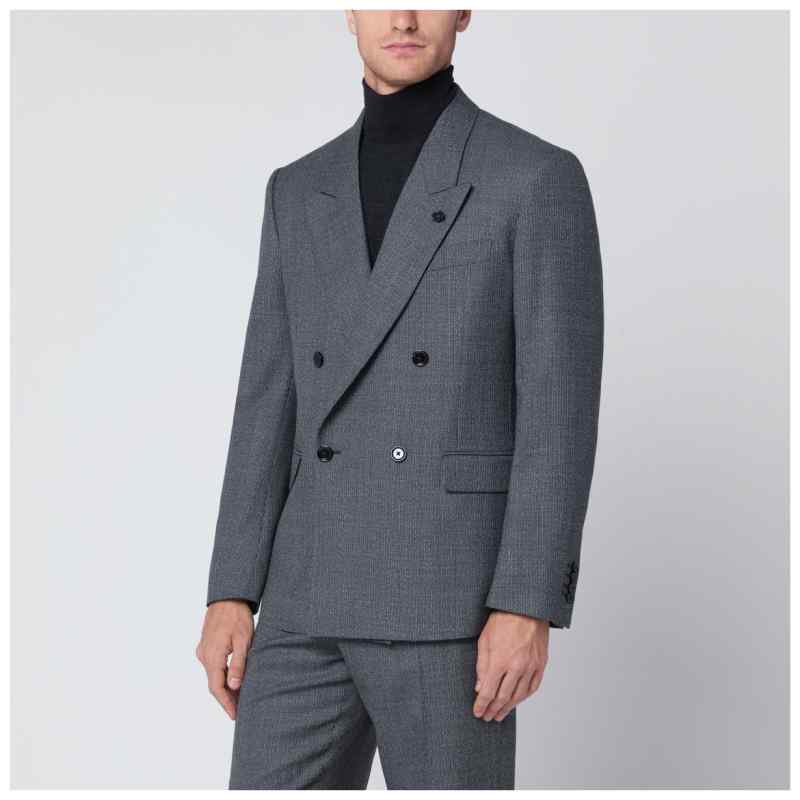 Lardini Grey wool double-breasted jacket, theFeinheit