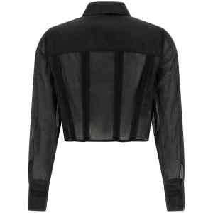 Elisabetta Franchi Logo Embroidery Maxi Crop Shirt