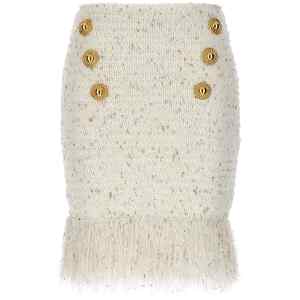 Balmain Fringed Tweed Skirt