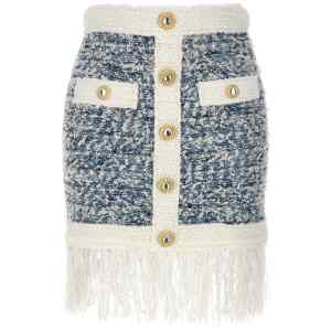 Balmain Fringed Tweed Skirt