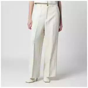 P.A.R.O.S.H. Sand-colored linen-blend trousers