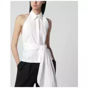 P.A.R.O.S.H. White blouse with pleats and bow
