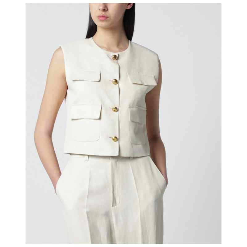 P.A.R.O.S.H. Sand-colored linen-blend waistcoat, theFeinheit