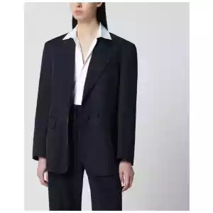 P.A.R.O.S.H. Blue linen-blend single-breasted jacket