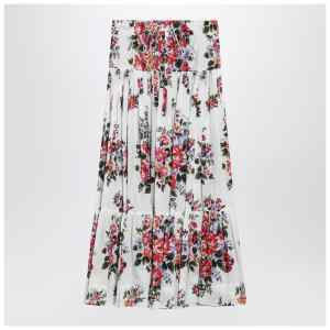 Dolce&Gabbana Long white skirt with floral print