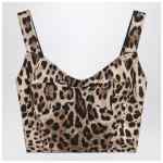 Dolce&Gabbana Charmeuse bustier with leopard print