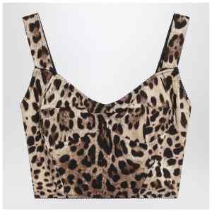 Dolce&Gabbana Charmeuse bustier with leopard print