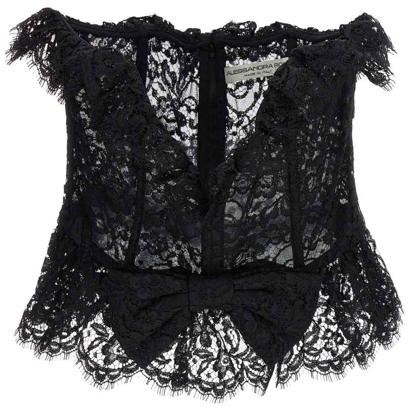 Alessandra Rich Lace Bow Bustier Top