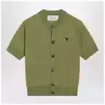 Ami Paris Matcha green Ami De Coeur wool cardigan