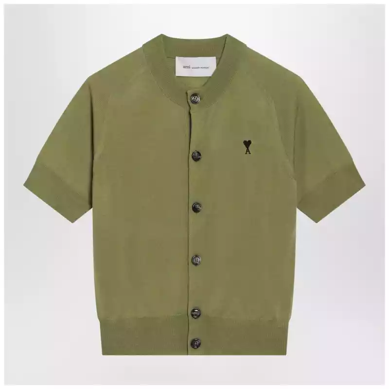 Ami Paris Matcha green Ami De Coeur wool cardigan