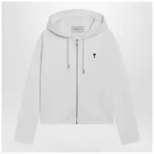 Ami Paris White Ami De Coeur zip-up hoodie