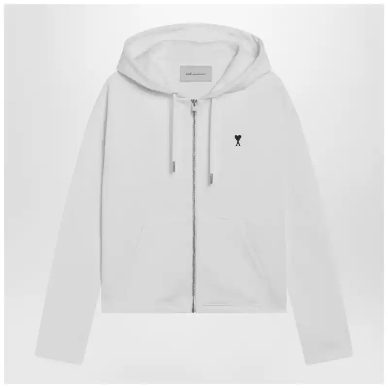 Ami Paris White Ami De Coeur zip-up hoodie