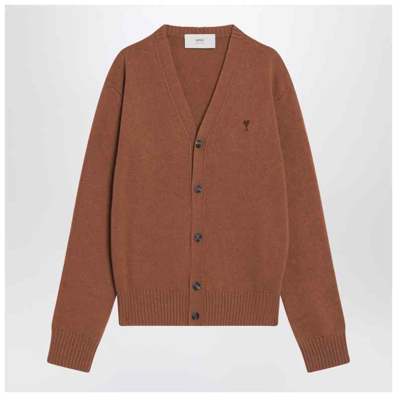 Ami Paris Hazelnut-coloured Ami De Coeur cardigan, theFeinheit