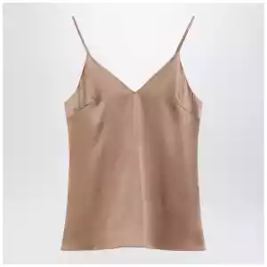 Brunello Cucinelli Light beige silk-blend tank top
