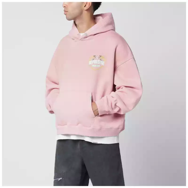 Represent Washed-effect pink hoodie