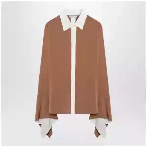 Max Mara Camel silk colour-block shirt