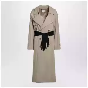 MM6 Maison Margiela Beige cotton trench coat with gloves