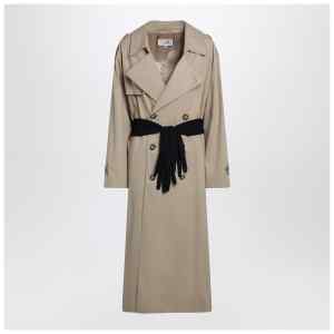 MM6 Maison Margiela Beige cotton trench coat with gloves