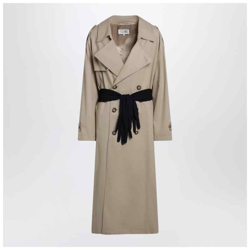 MM6 Maison Margiela Beige cotton trench coat with gloves, theFeinheit
