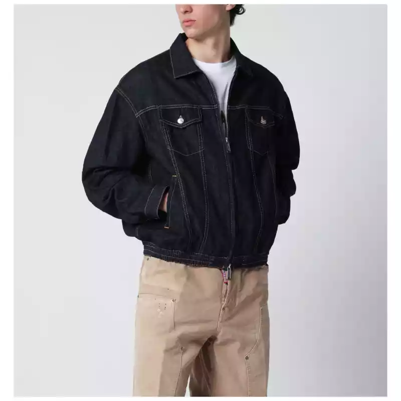 Dsquared2 Navy blue zip-up denim jacket
