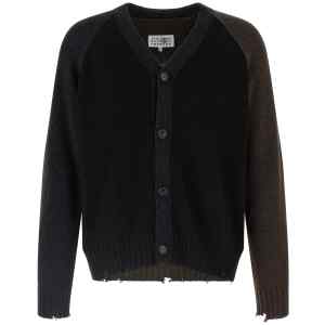 Mm6 Maison Margiela Two-tone Suede Patch Cardigan