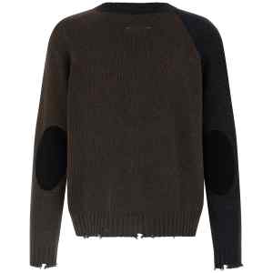 Mm6 Maison Margiela Two-tone Suede Patch Cardigan